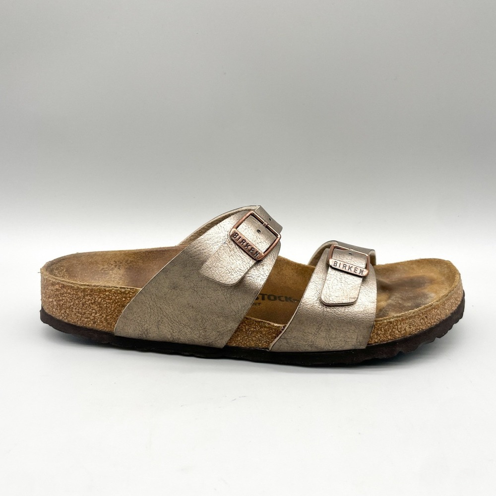Birkenstock Womens 40 9 Sydney Slide Sandals Graceful Taupe Birko Flor Boho Shoe